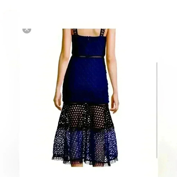 Alexis Erin Bicolor Crochet & Lace Midi Dress in Black & Navy - Picture 1 of 13